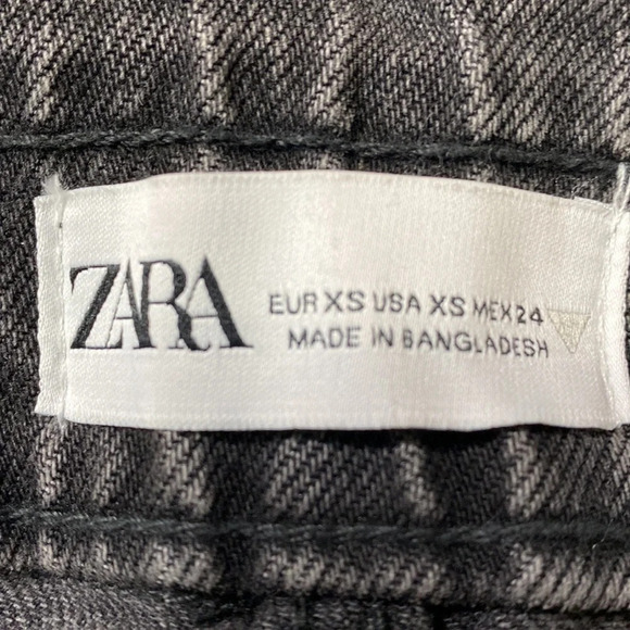 Zara NEW Black Wash High Rise Paper Bag Pleated Slouchy Tapered Mom Jeans Sz. XS - Picture 7 of 8